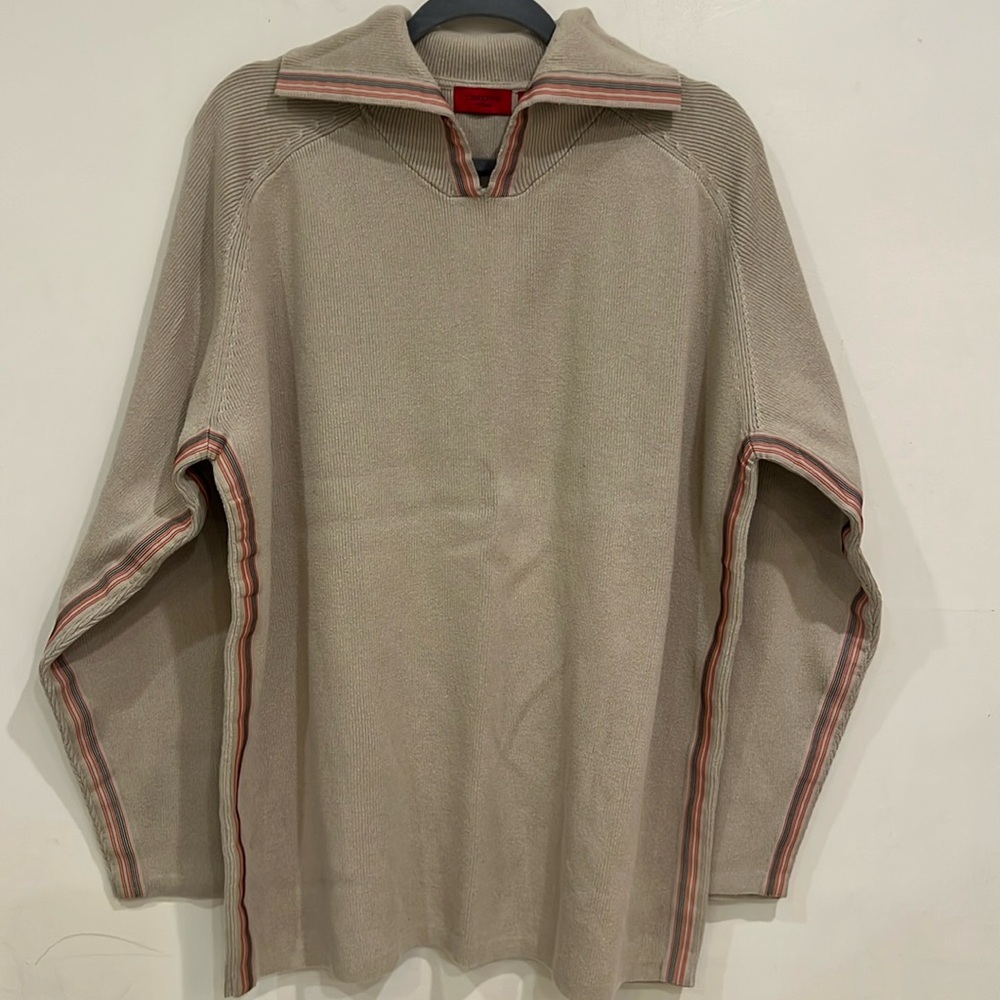 Claiborne Casual Y2K Men’s Beige Sweater 100% Cotton Size XL